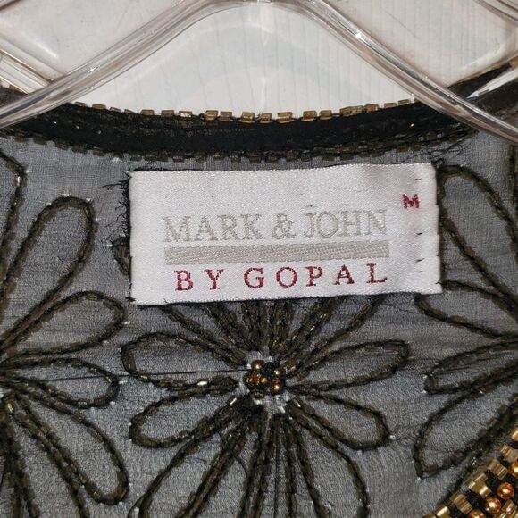 VNTG Mark & John Black n Gold Silk Jacket - Picture 5 of 8